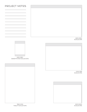 Responsive Web Design Sketch Paper Interface - Wire-framing, Design sketching, Layout drawing