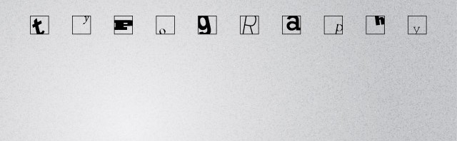 Typography Squares Wallpaper Preview - Light Gray Textured Background with the Word Typography Cropped in Boxes