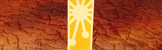 August Sun Wallpaper Preview - Cracked Desert in Reds and Oranges with a Sun Icon