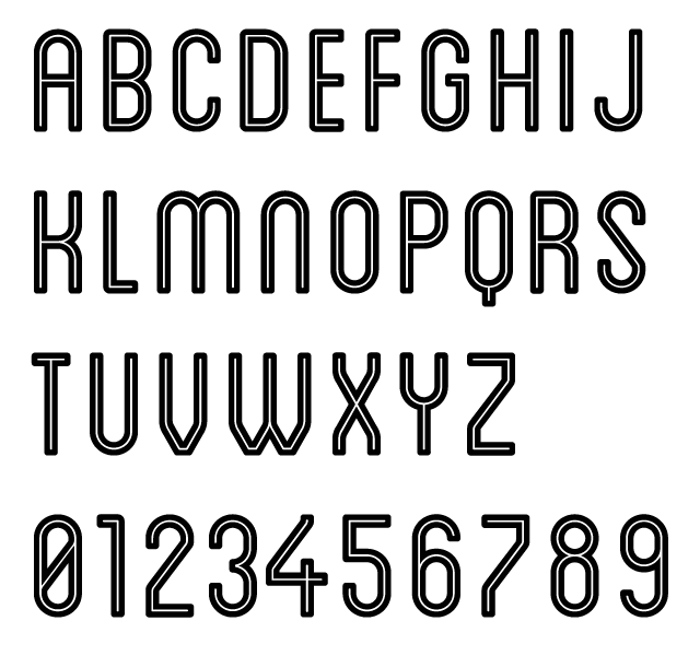Blanch Typeface by Atipus - Inline Sans Serif Alphabet