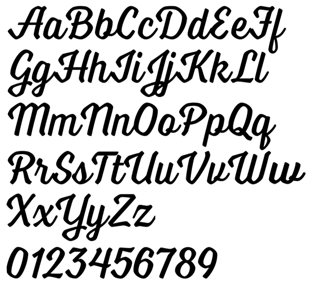 Voltage Typeface by Laura Worthington Alphabet Example, angular script, block script
