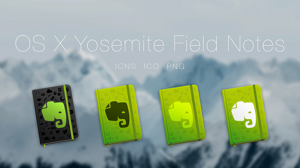 Evernote Icon for Mac OSX Yosemite by Jason Zigrino, replacement icon, field book, notebook