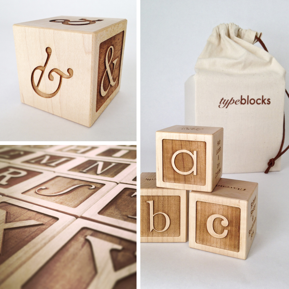 Typeblocks - maple wood alphabet blocks, font blocks, laser cut