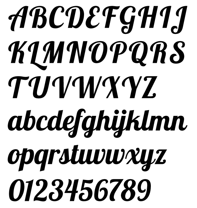 Lobster - Upright Script Typeface Alphabet