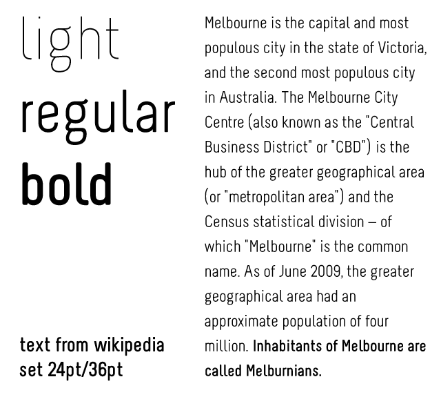 Melbourne sans-serif font - Example of Styles