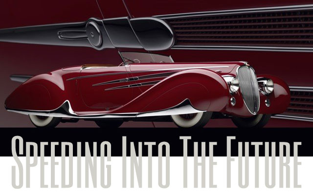 Six Caps by Vernon Adams - Art Deco Speeding Car Into the Future