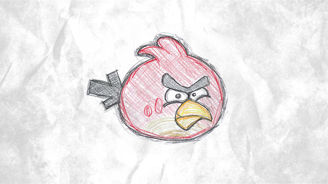 Colored Pencil Sketch Angry Birds Wallpaper