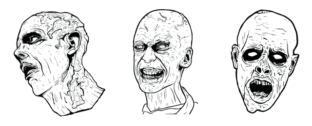Three Gruesome Zombie Heads from Spoongraphics