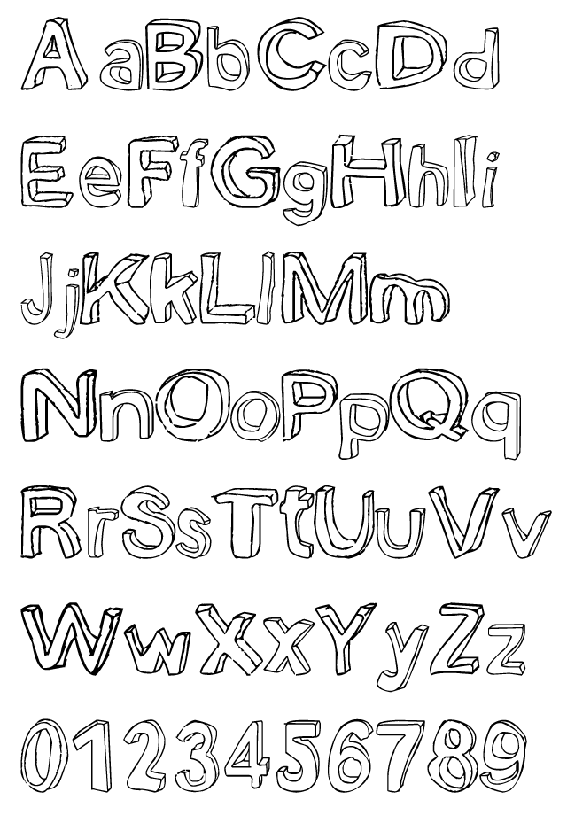 Bobsmade Typeface Alphabet Example - Handdrawn, sketchy type font
