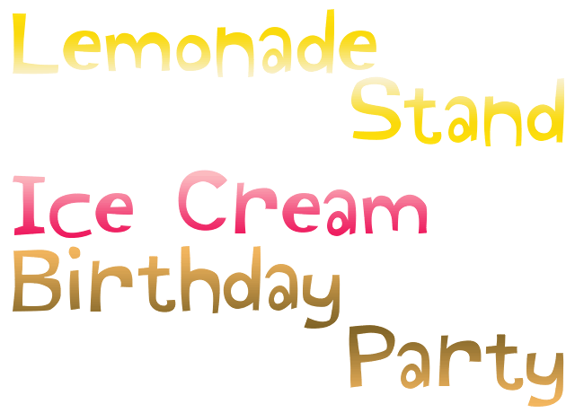 Mountain Goat Typeface Examples - Lemonade Stand and Ice Cream Birthday Party