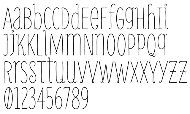 Mr. Moustache Typeface - Alphabet Example Unicase Handwritten Inspired