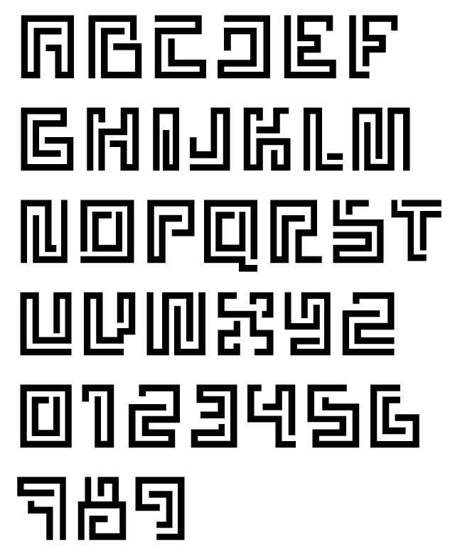 Estelar Alphabet Example - Experimental Letterforms from Pre-hispanic Mexican Architecture
