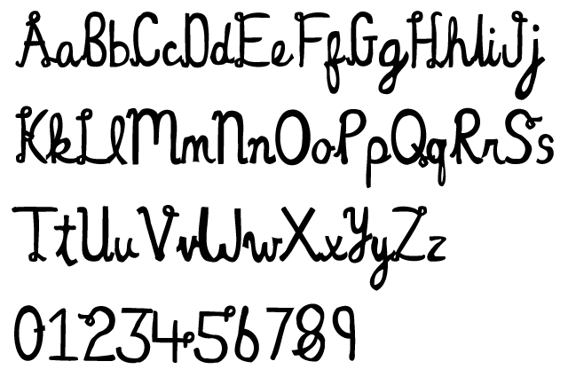 Meander Typeface Alphabet Example - Hand Drawn, Bouncy Script, Construction Paper Alphabet, Kids Type