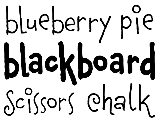 Chauncy Pro by Chank Diesel - Example of Handwritten Type with OpenType Alternates, Childish Handwriting