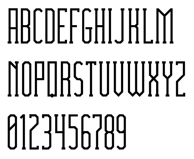 Architype Typeface Alphabet by Kenji Enos - Condensed Slab Serif