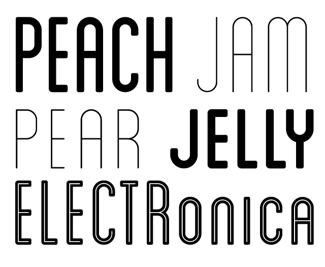 Blanch Typeface Example - Peach Jam, Pear Jelly, Electronica, Contemporary Condensed Sans Serif