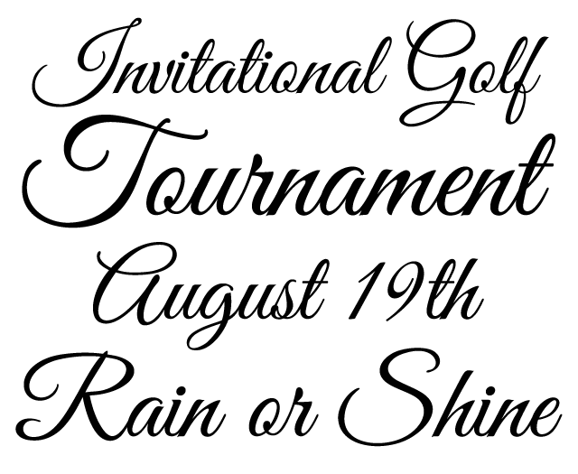 Great Vibes Typeface Example - Invitational Golf Tournament, Calligraphy Inspired Font