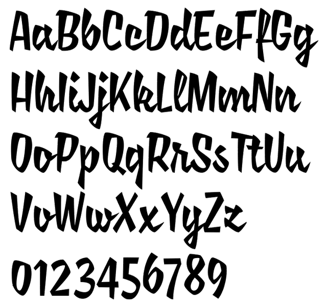 Saline Typeface by Uppertype - Alphabet Example, Angular Nautical Brush Script