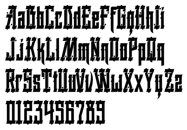 Basingstoke Typeface by Gilang Purnama Jaya - Alphabet Example, Blackletter, classic masthead