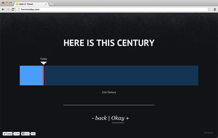 Here is Today - interactive time scale of Earth, browser screenshot