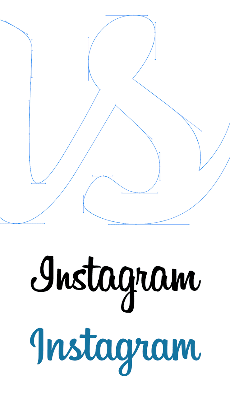 Instagram Logo Redesign by Mackey Saturday, vector outline anchor points and control arms