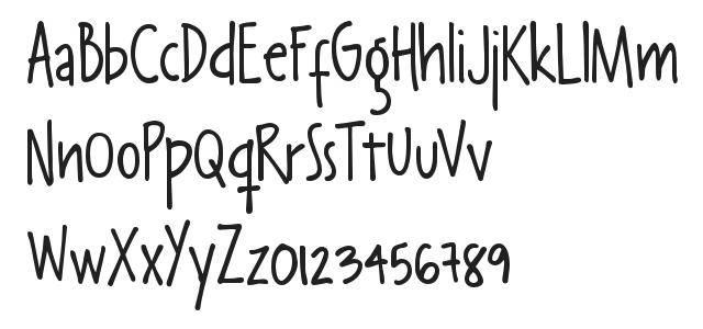 Lango Typeface by Kemie Guaida Alphabet Example - Fun, playful handwritten font