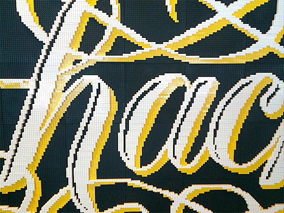 Lego Lettering by Alice Lee, hack, flourishes