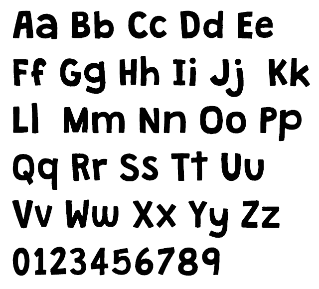 Grandstander Typeface by Tyler Finck Alphabet Example, handmade block letter font, numerals 